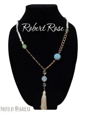 Robert Rose Disco Faceted Beaded Knot Cord Tassel  Necklace Women's contemporary